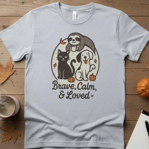 Camiseta Brave, Calmo & Amado — Trio de Animais Fofos de Ha
