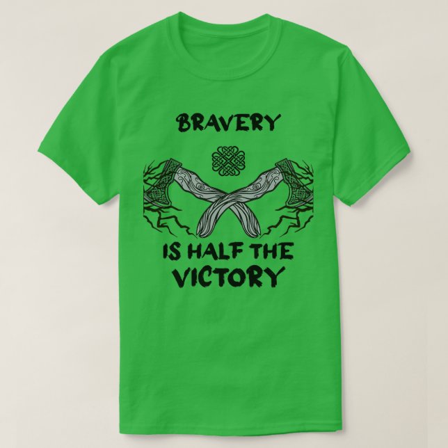 Camiseta Bravery Valhalla Vikings Ax Combate à Vitória (Frente do Design)