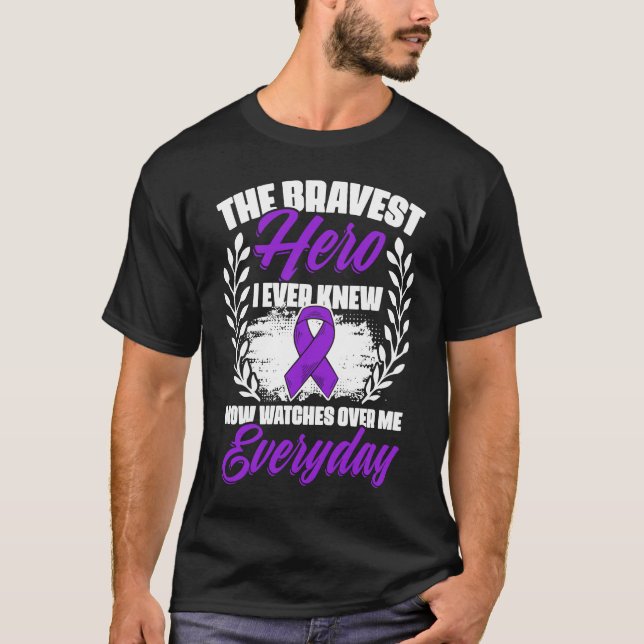 Camiseta Bravest Hero Ever Knew  Lupus Purple Ribbon Lupus  (Frente)