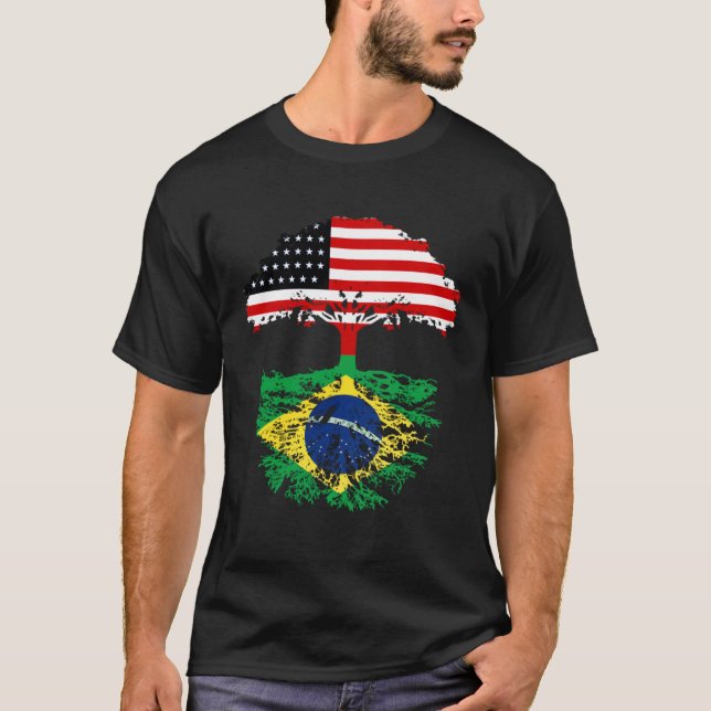 Camiseta Brazil Brasil Roots American Grown  For Men Women  (Frente)