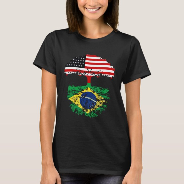 Camiseta Brazil Brasil Roots American Grown  For Men Women  (Frente)
