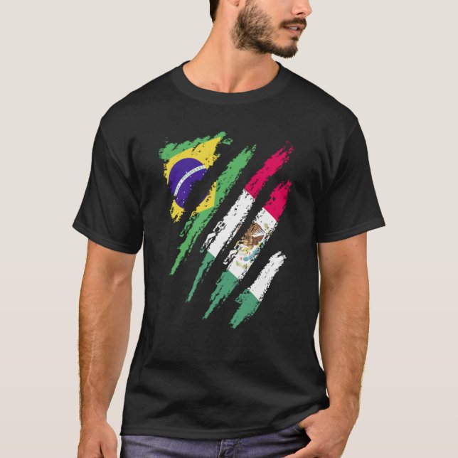 Camiseta Brazil Flag Mexico Grown Patriot Country Stripes (Frente)