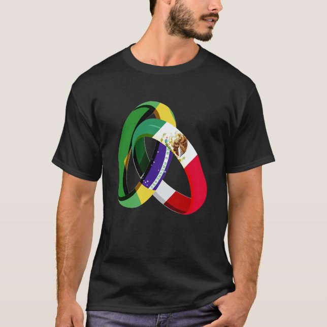 Camiseta Brazil Flag Mexico Grown Ring Marriage Wedding (Frente)