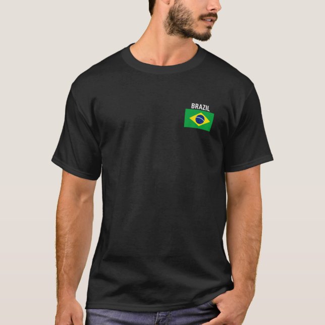 Camiseta Brazil Flag Pocket Brazilian Family Roots Men Wome (Frente)