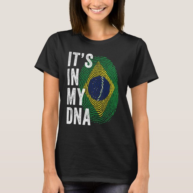 Camiseta Brazil It's In My DNA Brazilian Fingerprint Brazil (Frente)