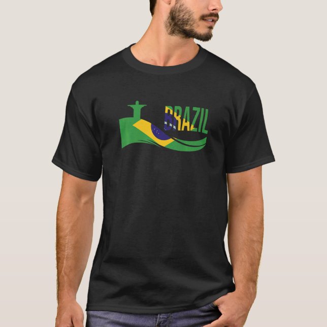 Camiseta Brazil National Flag Rio Christ The Redeemer Brazi (Frente)