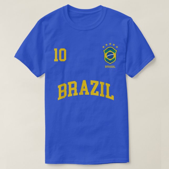 Camiseta Brazil  Number 10 Brazilian Soccer Team Sports  (Frente do Design)