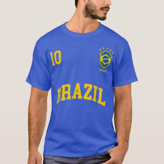 Camiseta Brazil Number 10 Brazilian Soccer Team Sports