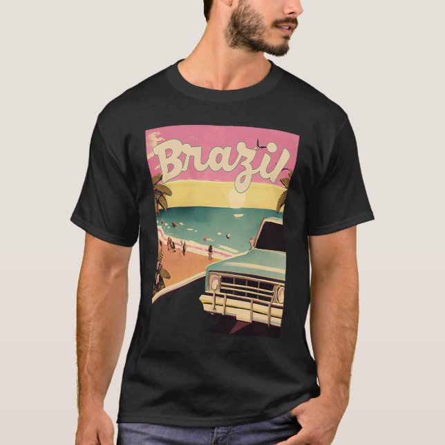 Camiseta Brazil Retro Beach Vacation Graphics Brazilian Sur (Frente)