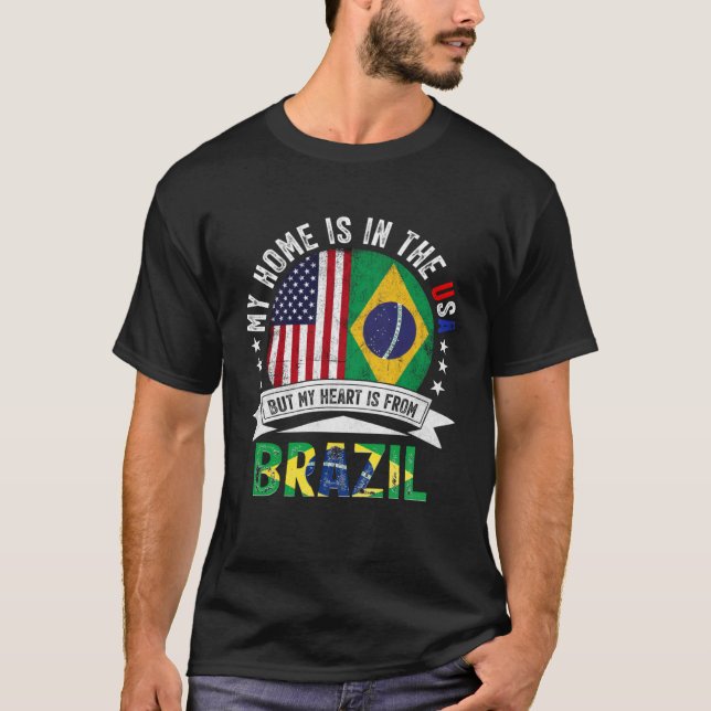 Camiseta Brazilian American Patriot Heart is from Brazil Fl (Frente)