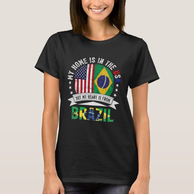 Camiseta Brazilian American Patriot Heart is from Brazil Fl (Frente)