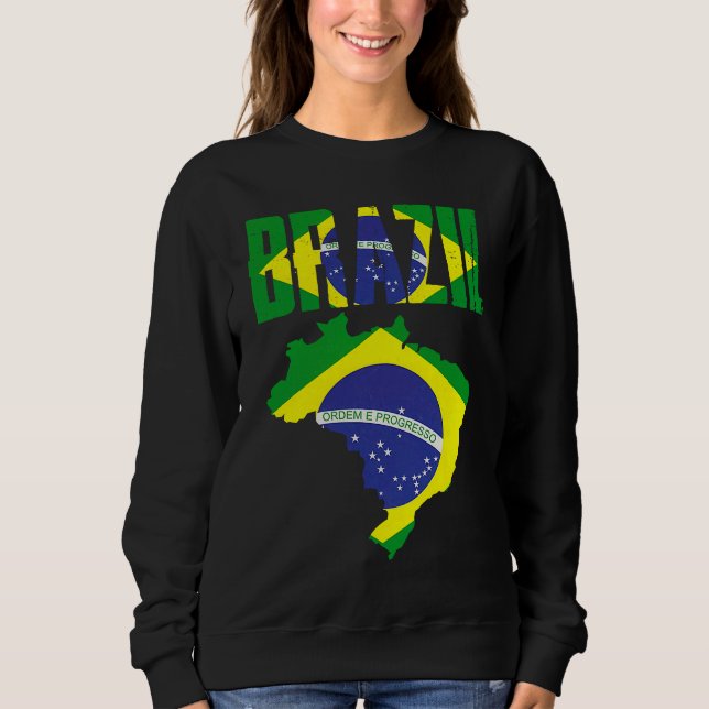Camiseta Brazilian Brazil Country Map Flag (Frente)