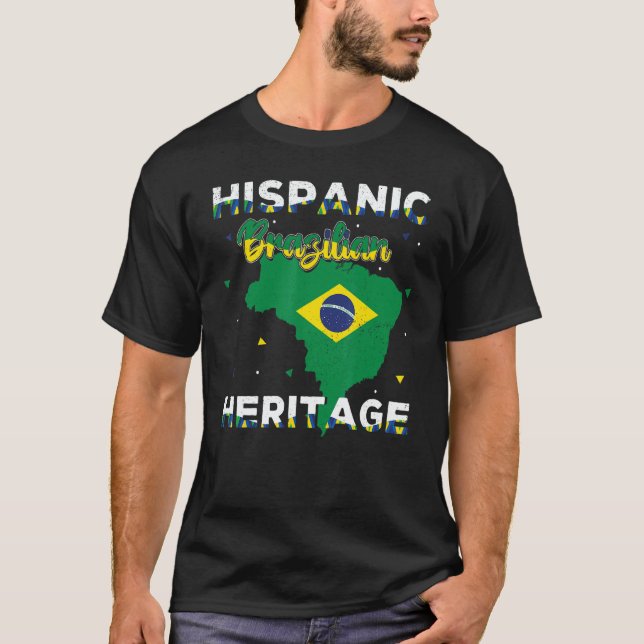 Camiseta Brazilian Brazil National Hispanic Heritage Month  (Frente)