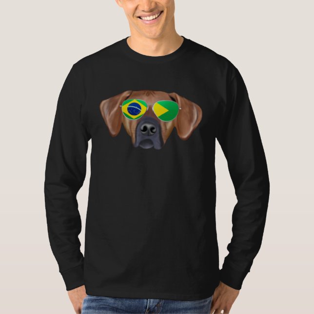 Camiseta Brazilian Flag Rhodesian Ridgeback Dog Brazil Pock (Frente)