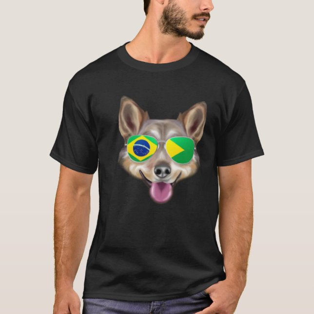 Camiseta Brazilian Flag Swedish Vallhund Dog Brazil Pocket (Frente)