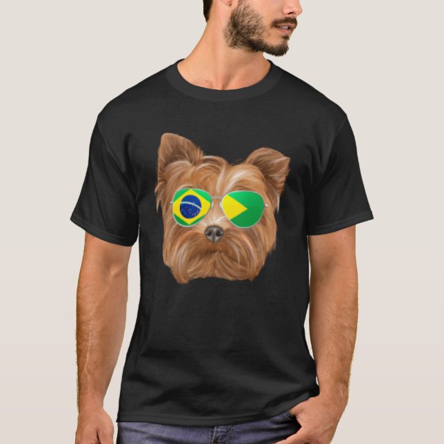 Camiseta Brazilian Flag Yorkshire Terrier Dog Brazil Pocket (Frente)