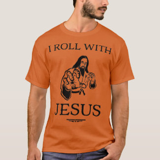 Camiseta Brazilian Jiu Jitsu BJJ I Roll with Jesus Funny De