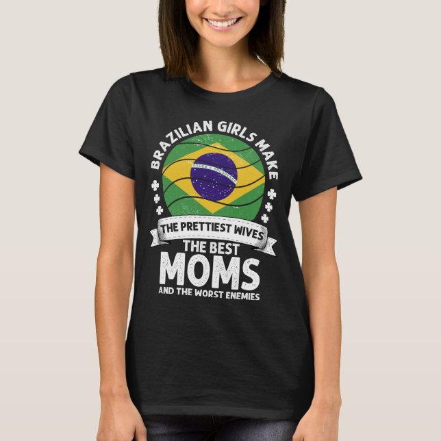 Camiseta Brazilian Mom Brazil Mama Brazilian American (Frente)