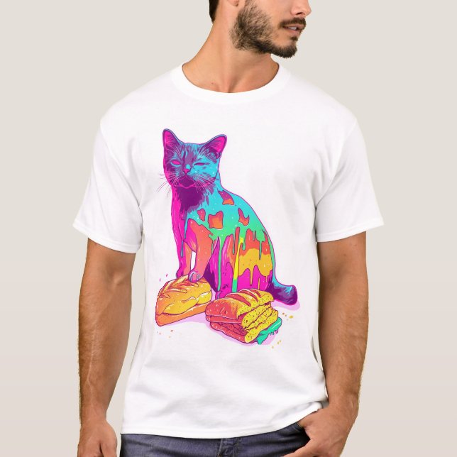 Camiseta Bread Meowphosis – Glitchy Funny Cat Meme (Frente)