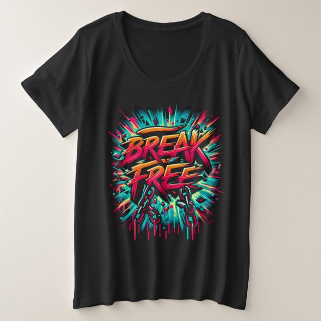 Camiseta Break Free Painted em Segundo Plano Branco (Frente do Design)