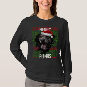 Camiseta Break Wall Cinza Cachorro Pitbull Natal Santa Hat