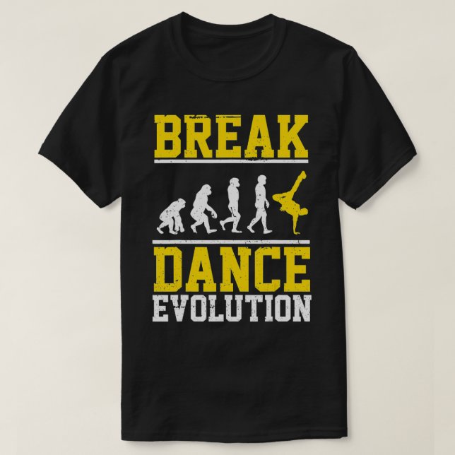 Camiseta Breakdanc de Evolução de Breakdança de Boco Hip Ho (Frente do Design)