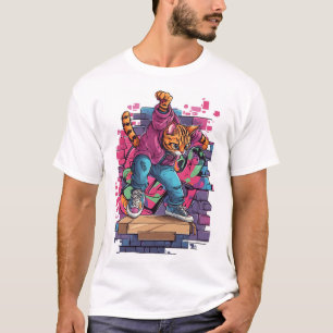Camiseta Breakdance Meow – Gato de Dança de Grafite Urbano