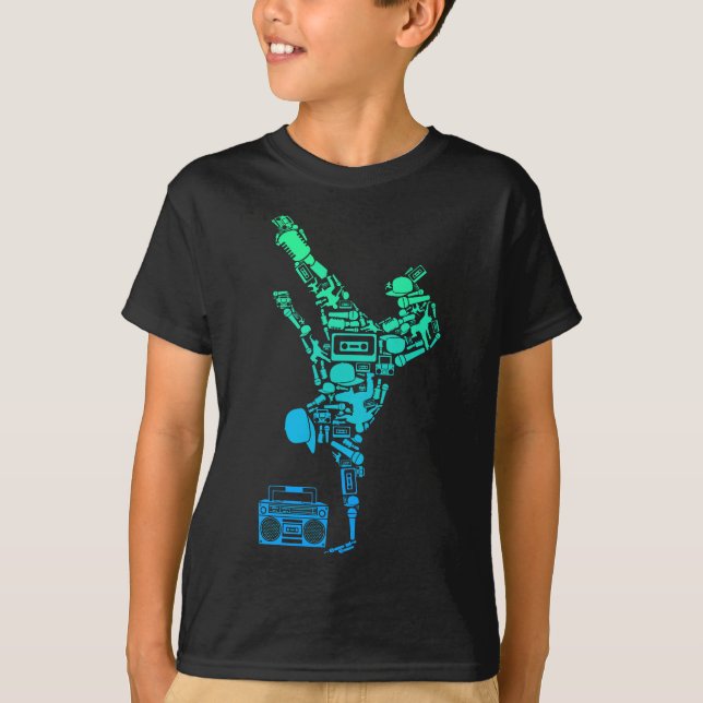 Camiseta Breakdancer Breakdancing with Hip Hop Dance Music (Frente)
