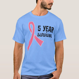 Camiseta Breast Cancer 5 Year Survivor  Pink Ribbon Tee 