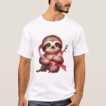Camiseta Breast Cancer Awareness Cute Sloth Pink Ribbon Ani<br><div class="desc">Breast Cancer Awareness Cute Sloth Pink Ribbon Animal T-Shirt</div>