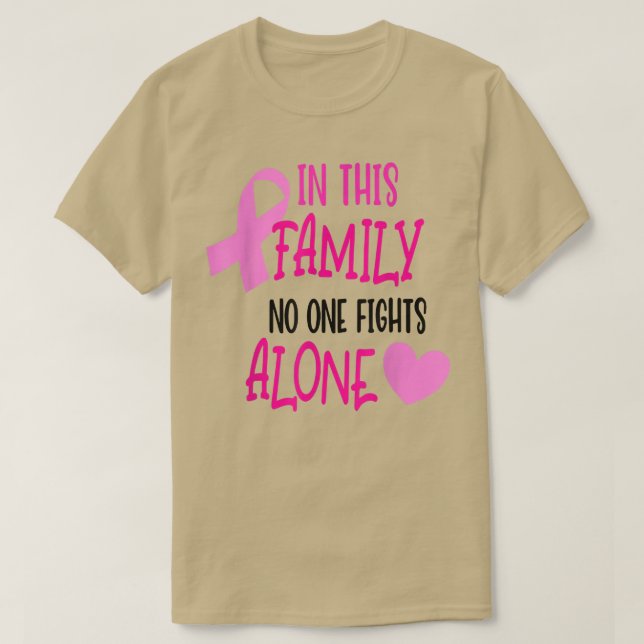 Camiseta Breast Cancer Awareness In This Family No One Is A (Frente do Design)