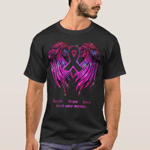 Camiseta Breast Cancer Faith Hope Love Wings  Breast Cancer