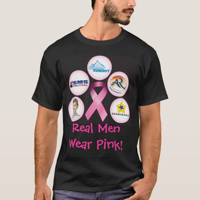 Camiseta BreastCancerWalk_front_black, rosa real do (Frente)