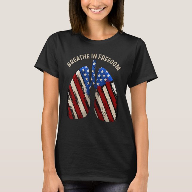 Camiseta Breathe In Freedom Liberty USA Patriotic American  (Frente)