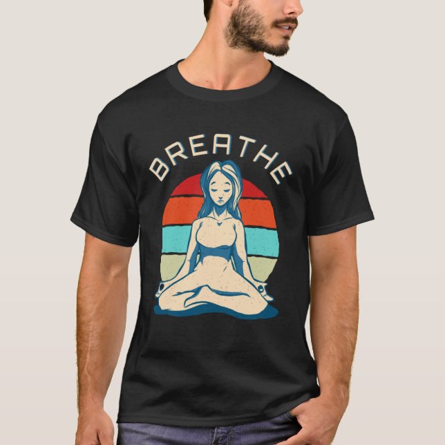 Camiseta Breathe Meditation   Vintage Yoga Girl (Frente)