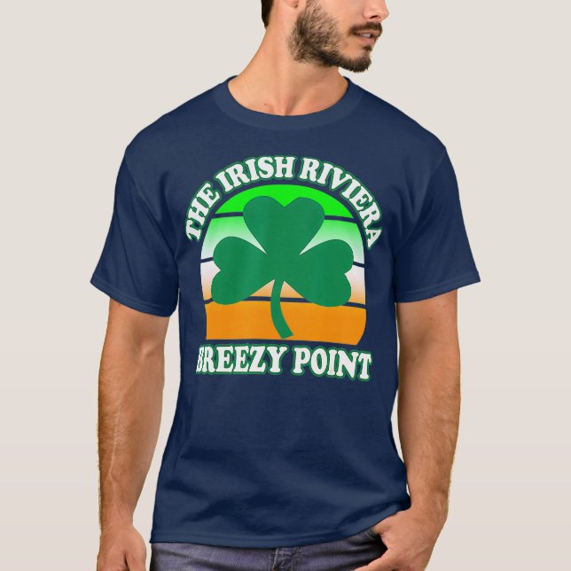 Camiseta Breezy Point NY O Retro Irlandês Riviera Shamrock (Frente)