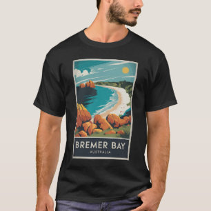 Camiseta Bremer Bay Austrália Ilustração Retro Viagem Art