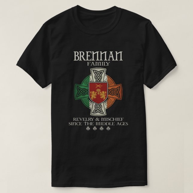 Camiseta Brennan Family Ireland apelido de Brennan (Frente do Design)