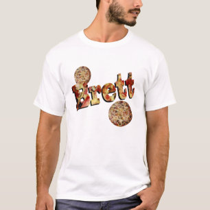 Camiseta Brett, Nome, Logotipo Feito De Uma Pizza Suprema,