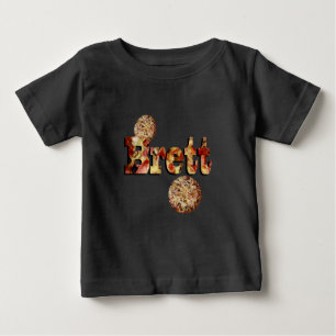 Camiseta Brett, Nome, Logotipo Feito De Uma Pizza Suprema,