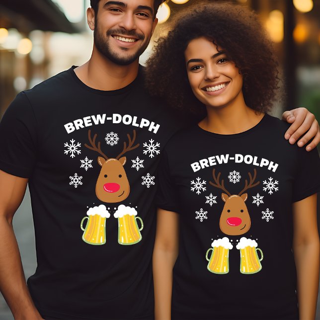 Camiseta Brew-Dolph Renas Divertido Cerveja Natal Rudolph (Criador carregado)