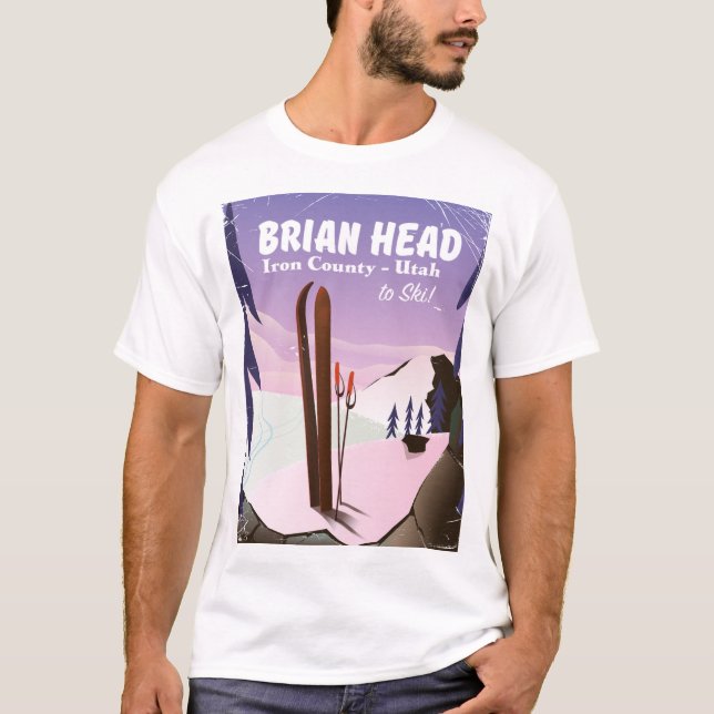 Camiseta Brian Head, Condado de Ferro Utah, EUA Ski poster (Frente)