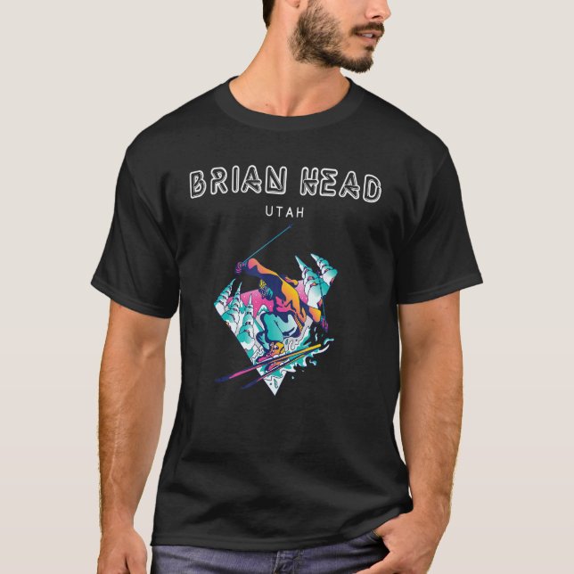 Camiseta Brian Head Utah Retro Skier (Frente)