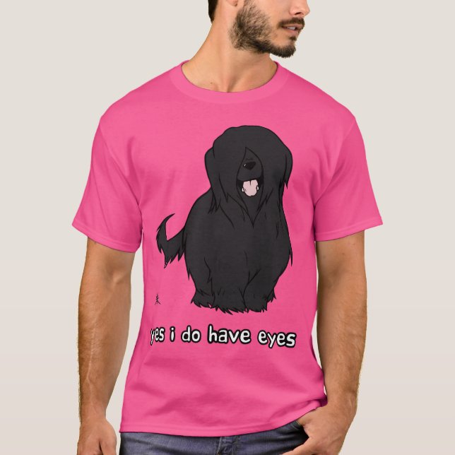 Camiseta Briard Preta - Sim, Tenho Olhos. Texto W (Frente)