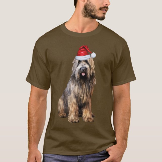 Camiseta Briard Shepherd Dog Feliz Natal (Frente)
