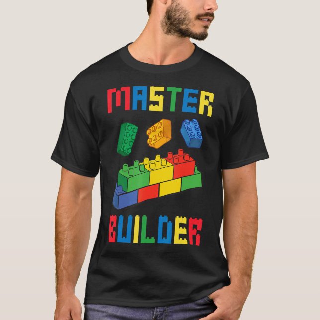 Camiseta Brick Builder Blocks Construindo Brinquedos Master (Frente)