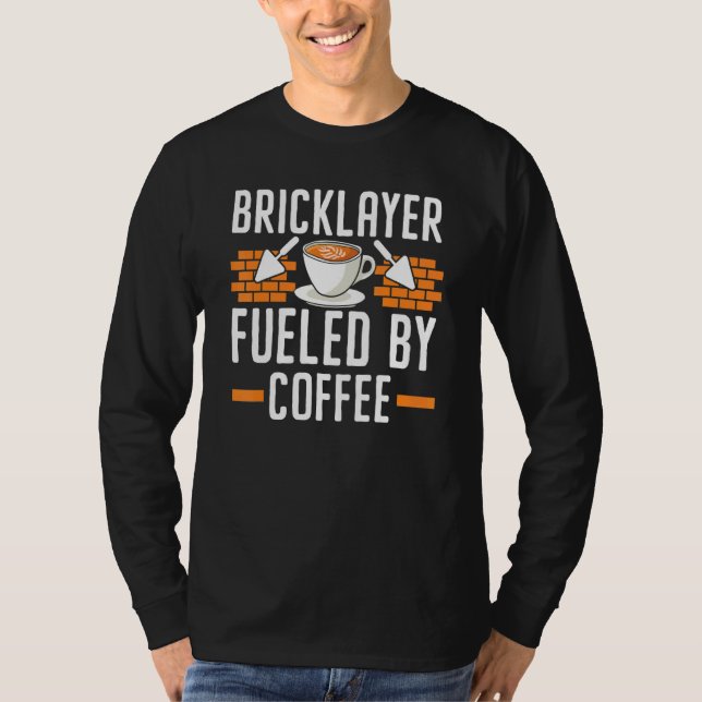 Camiseta Bricklayer Alimentado Por Cafeine Drinker Brick (Frente)
