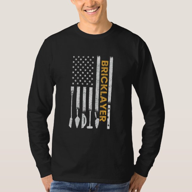 Camiseta Bricklayer American Flag Brickmason Brick Masonry (Frente)