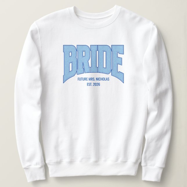 Camiseta BRIDE Faux Glitter Varsity Engagement Bridal (Frente do Design)