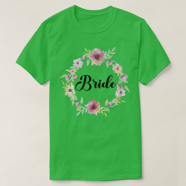Camiseta Bride Hen Party Floral Wreath Team Bride (Frente do Design)
